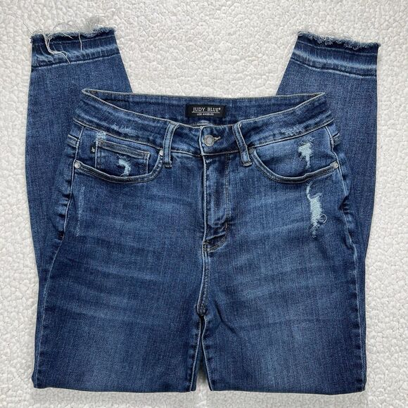 Judy Blue Skinny Jeans Women’s 14W 29x27 Modern Distressed Stretch Denim Boho - Picture 1 of 10